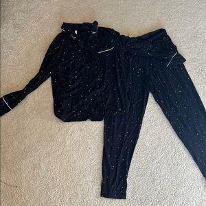 Soma Black Pajama Set with White Dots